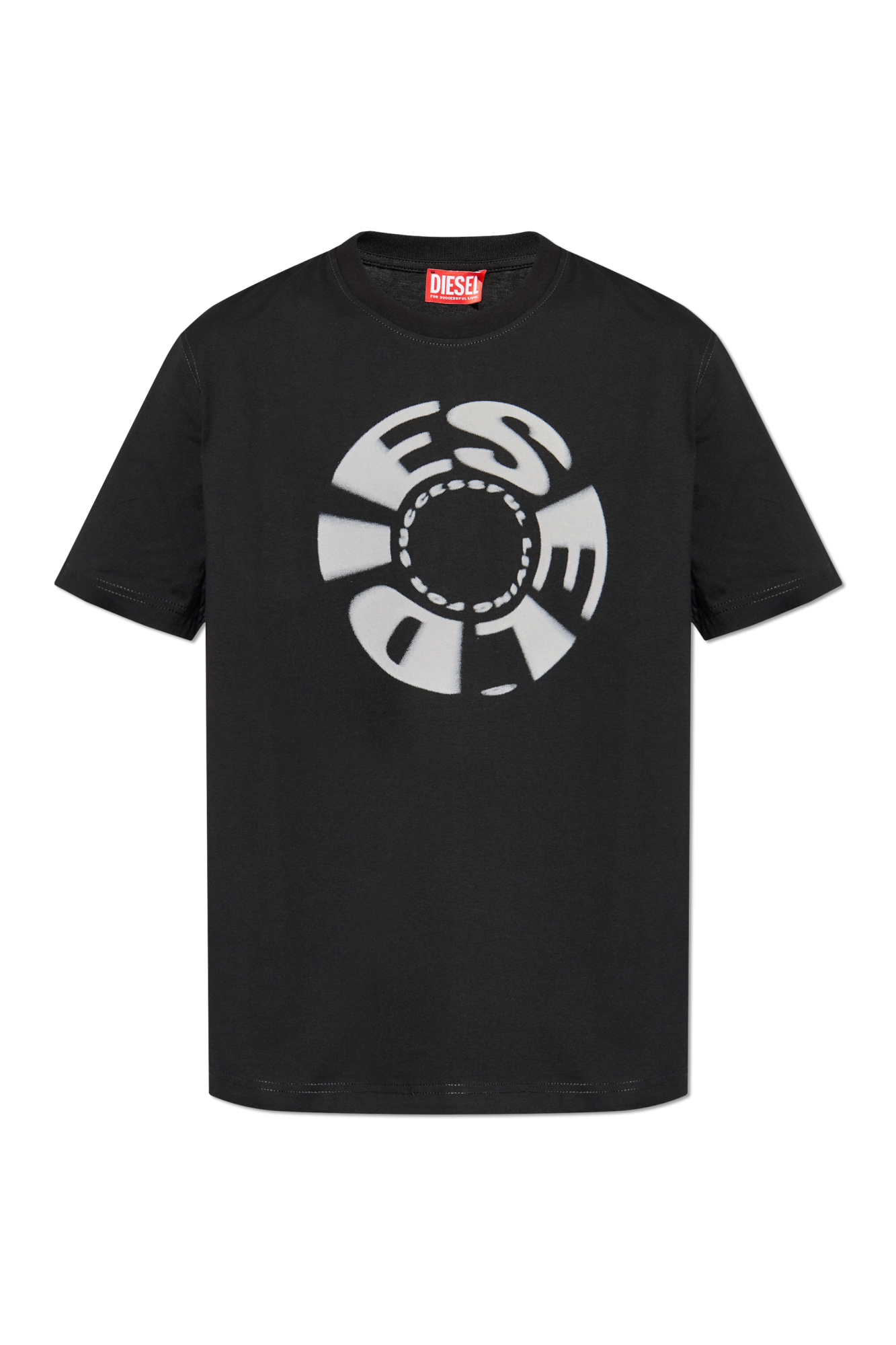 関税込【DIESEL】T Adjust Q7 short sleeve T-shirt/Black/ロゴ Men's Faded T-shirt with cut-out Oval D logo | Black | Diesel